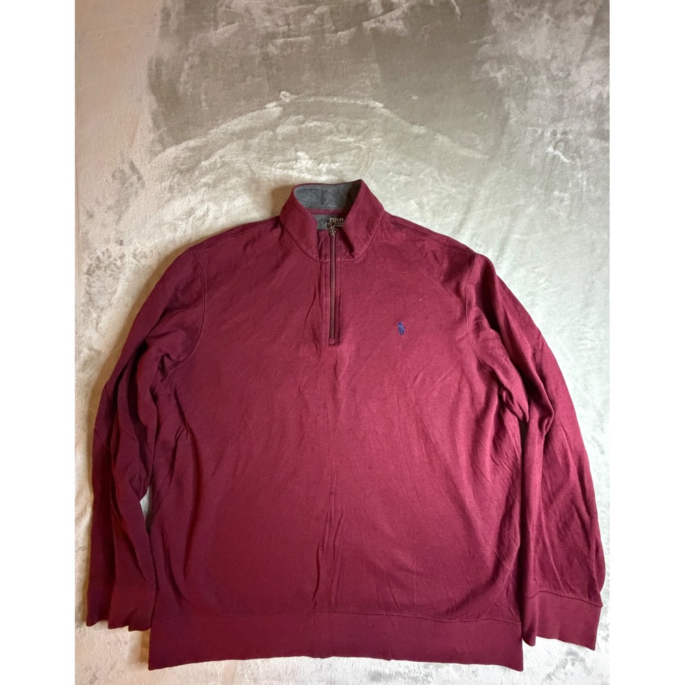 Polo Ralph Lauren Quarter Zip Pullover Mens XL Maroon Performance Long Sleeve